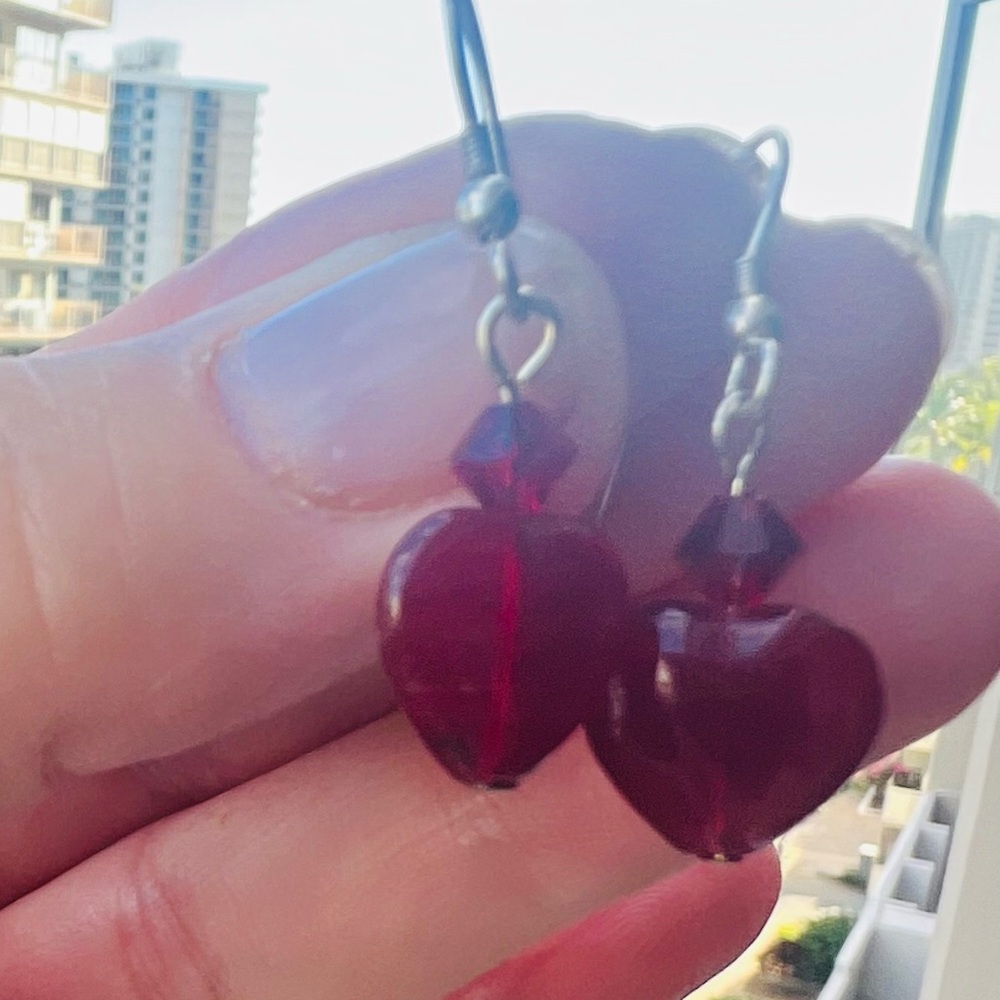 Pretty Red Heart Earrings
